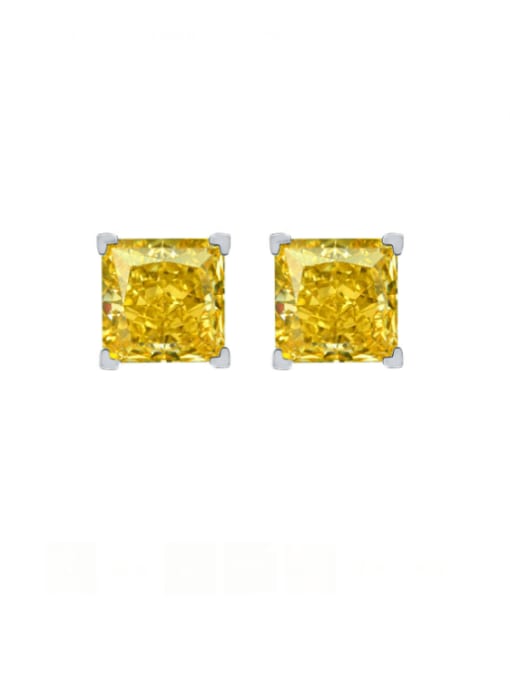 Yellow [E 0210] 925 Sterling Silver High Carbon Diamond Geometric Luxury Stud Earring